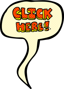 hand drawn comic book speech bubble cartoon click here word symbol png