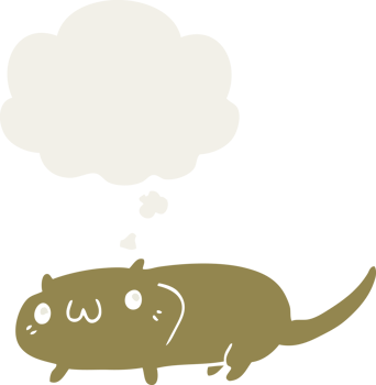 cartoon cat with thought bubble in retro style png