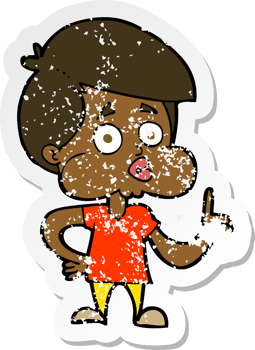 retro distressed sticker of a cartoon boy giving thumbs up drawing png
