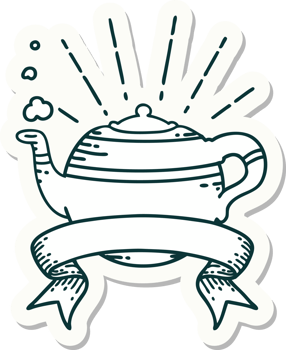 sticker of a tattoo style steaming teapot png