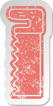 distressed old cartoon sticker of a metal saw png