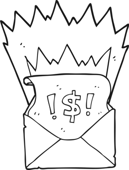 hand drawn black and white cartoon abusive letter png