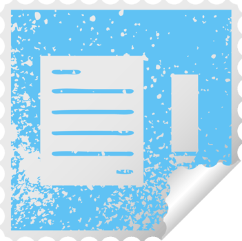 distressed square peeling sticker symbol of a pencil and paper png