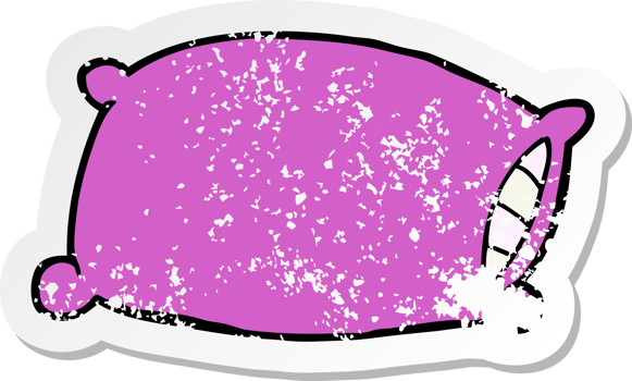 retro distressed sticker of a cartoon pillow png