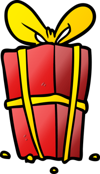 cartoon christmas present wrapped with bow png