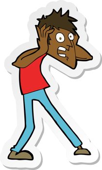 sticker of a cartoon man panicking png