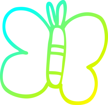 cold gradient line drawing of a cartoon butterfly png