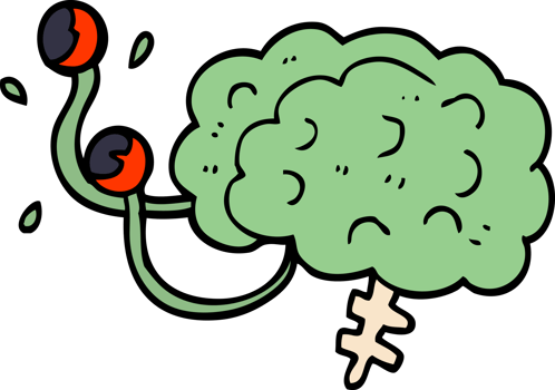 cartoon doodle monster brain png