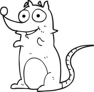 hand drawn black and white cartoon mouse png