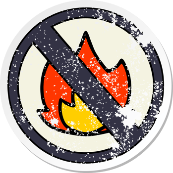distressed sticker of a cute cartoon no fire sign png