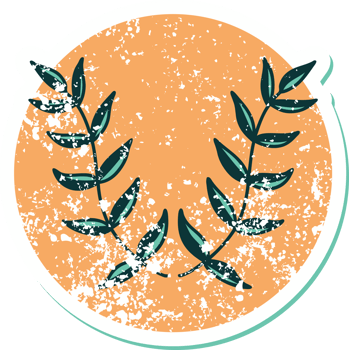 iconic distressed sticker tattoo style image of a laurel png