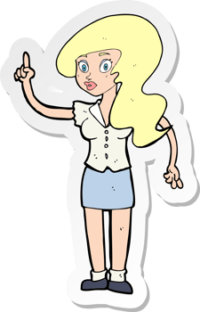 sticker of a cartoon pretty woman with idea png