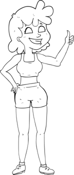 happy gym woman giving thumbs up symbol png