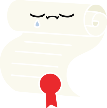 flat color retro cartoon of a contract png