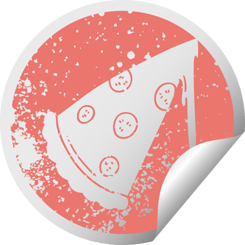 distressed circular peeling sticker quirky symbol slice of pizza png
