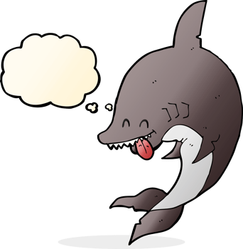 funny cartoon shark with thought bubble png