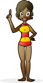 cartoon woman in striped swimsuit png