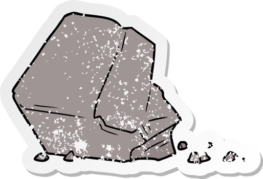 distressed sticker of a cartoon large rock png