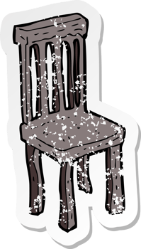retro distressed sticker of a cartoon old wooden chair png