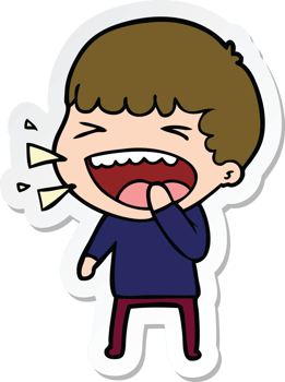 sticker of a cartoon laughing man png