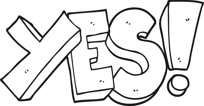 hand drawn black and white cartoon yes symbol png