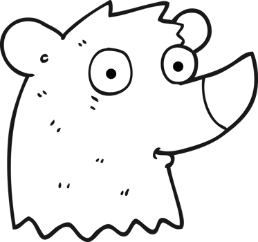 hand drawn black and white cartoon bear png