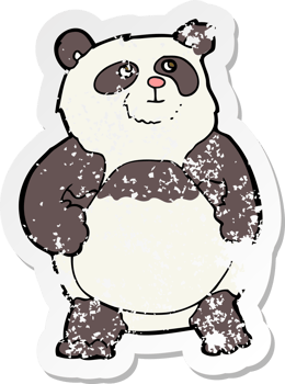 retro distressed sticker of a cartoon panda png