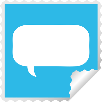 square peeling sticker cartoon of a speech bubble png