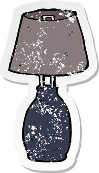 retro distressed sticker of a cartoon lamp png