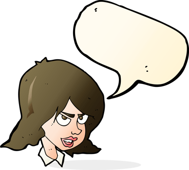 cartoon annoyed woman with speech bubble png