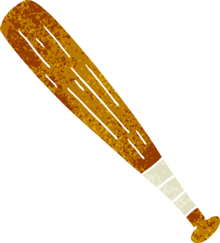 hand drawn retro cartoon doodle of a baseball bat png