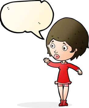 cartoon pretty woman with speech bubble png