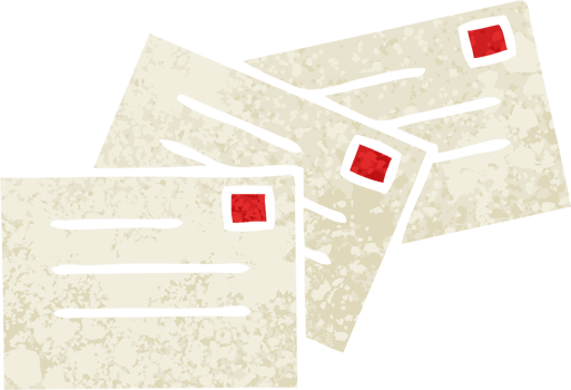 retro illustration style cartoon of a letters png