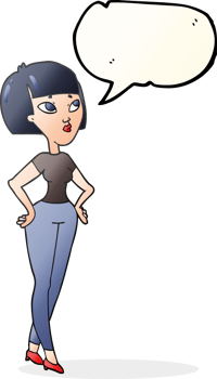 hand drawn speech bubble cartoon woman png