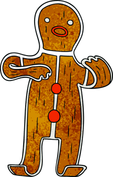 hand drawn textured cartoon doodle of a gingerbread man png