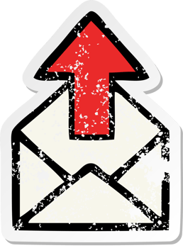 distressed sticker of a cute cartoon email sign png