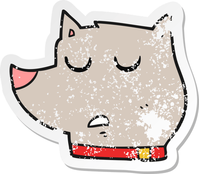 retro distressed sticker of a cartoon dog png