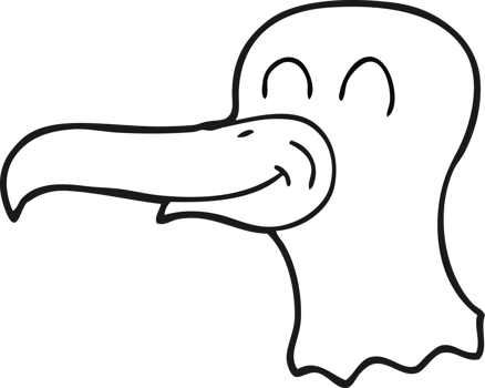 hand drawn black and white cartoon seagull png