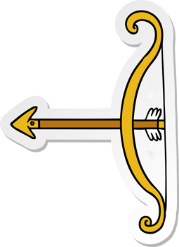 hand drawn sticker cartoon doodle of a bow and arrow png