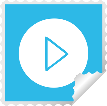 square peeling sticker cartoon of a play button png