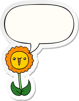 cartoon flower with speech bubble sticker png