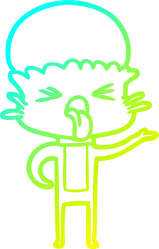 cold gradient line drawing of a disgusted cartoon alien png
