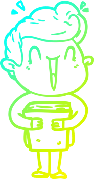 cold gradient line drawing of a cartoon excited man png