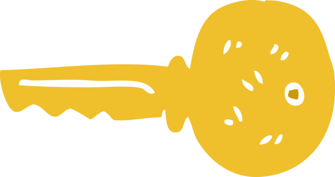 cartoon doodle gold key png