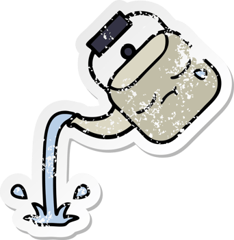 distressed sticker of a cute cartoon pouring kettle png