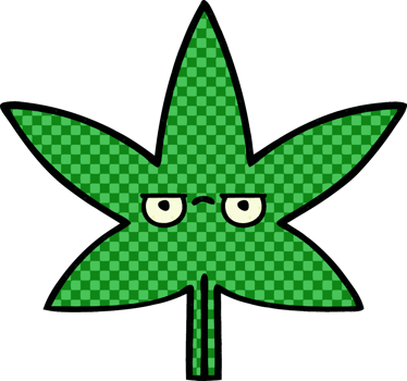 comic book style cartoon of a marijuana leaf png