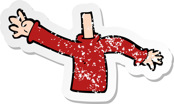 retro distressed sticker of a cartoon body png