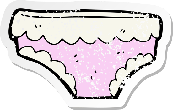 retro distressed sticker of a cartoon underpants drawing png