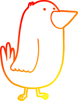 warm gradient line drawing of a cartoon bird png