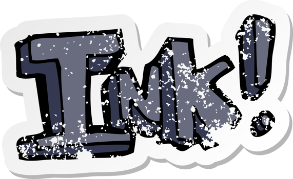 retro distressed sticker of a ink cartoon drawing png